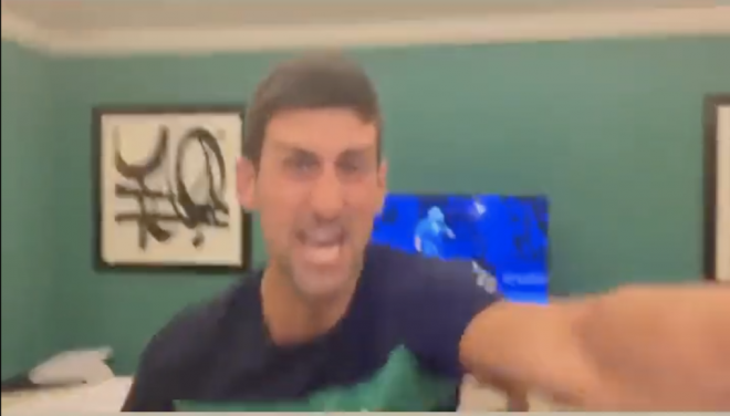 Novak Djokovic celebra el pase de Serbia al Mundial de Catar.