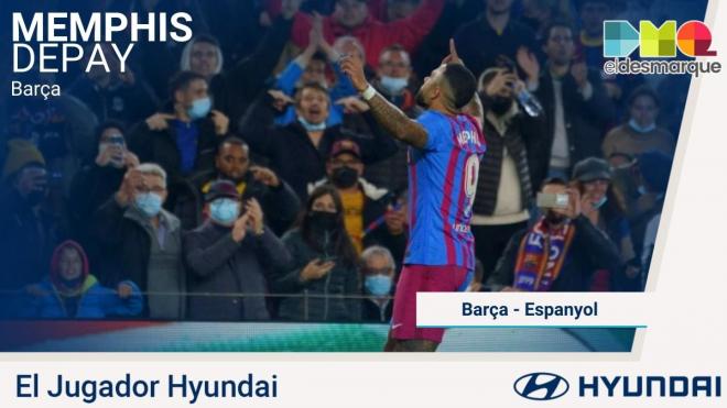 Memphis Depay, Jugador Hyundai del Barcelona-Espanyol.