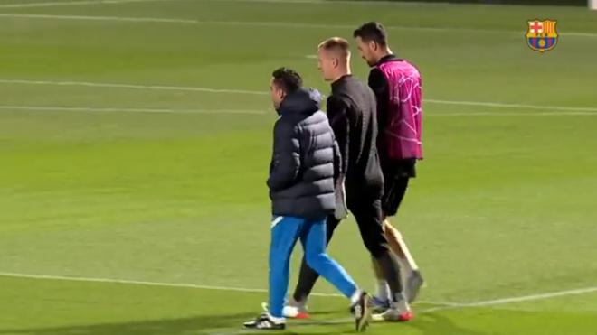 Xavi Hernández, en la sesión del Barcelona.