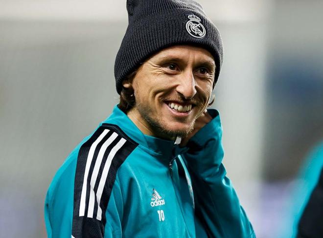 Luka Modric, renovación pendiente de Florentino, en una sesión del Real Madrid (Foto: RM).