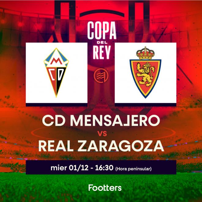 Cartel promocional footters del Real Zaragoza ante el CD Mensajero
