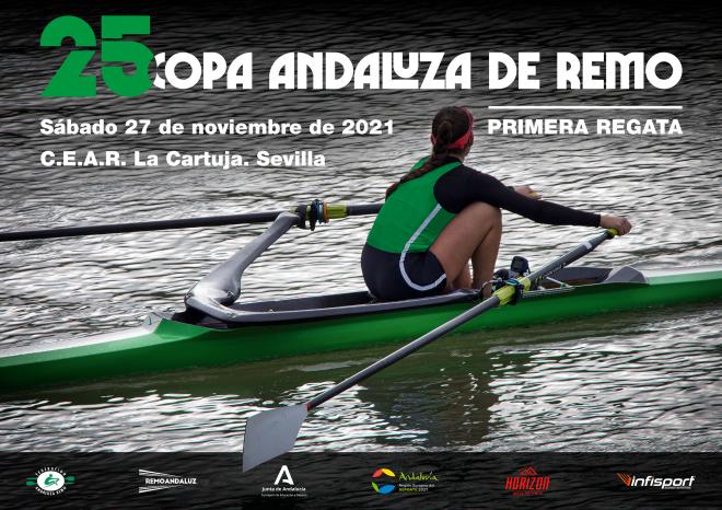 Cartel de la XXV Copa de Andalucía de Remo de 2021 en Sevilla.