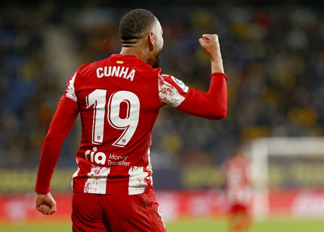 Matheus Cunha celebra su gol al Cádiz (Foto: Atlético de Madrid).