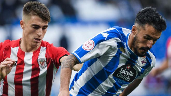 Alberto Quiles durante el Dépor-Bilbao Athletic (Foto: RCD).