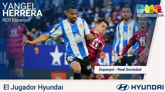 Yangel Herrera, Jugador Hyundai del Espanyol-Real Sociedad.