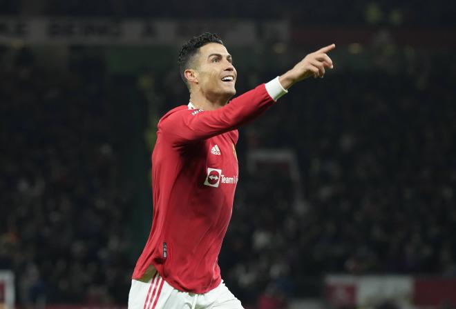 Cristiano Ronaldo celebra uno de sus goles en el Manchester United-Arsenal (Foto: Cordon Press).