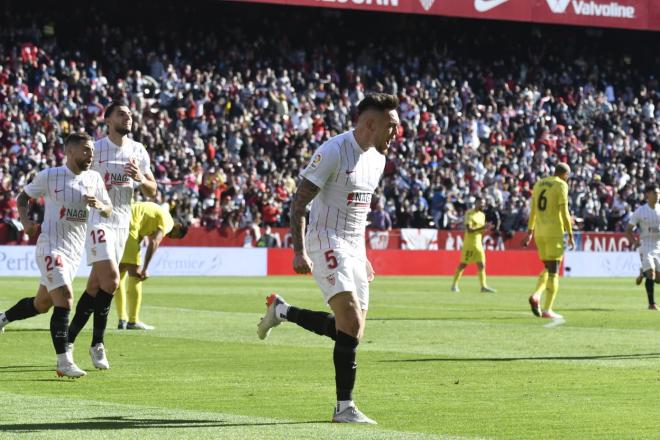 Lucas Ocampos celebrando su gol al Villarreal (Foto: Kiko Hurtado)