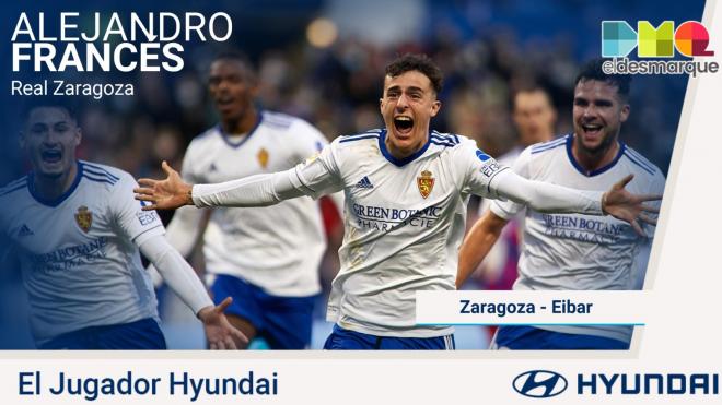 Francés, el jugador Hyundai del Real Zaragoza-Eibar.