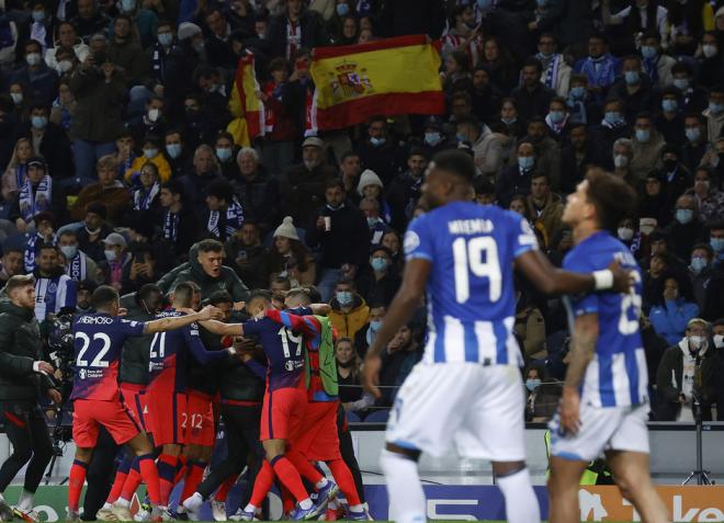 Los jugadores del Atlético de Madrid celebran uno de los goles ante el Oporto (Foto: ATM).