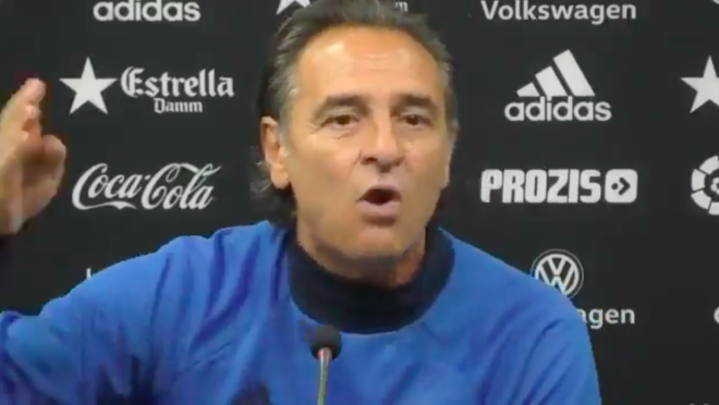 Prandelli, durante una rueda de prensa cuando era entrenador del Valencia.