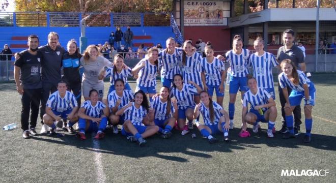 Las jugadoras del Málaga Femenino tras el duelo ante el Cacereño Atlético (Foto: MCFF).