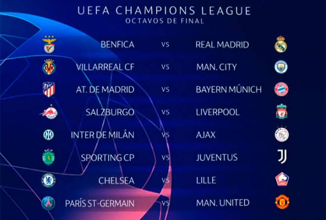 Así quedan los octavos de la Champions League.