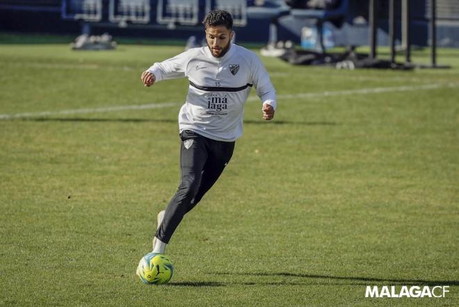 Antoñín, durante el entrenamiento del Málaga en La Rosaleda (Foto: MCF).