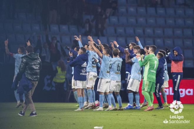 Los jugadores del Celta celebran la victoria sobre el Espanyol (Foto: LaLiga).