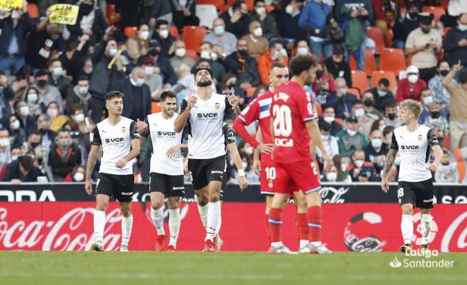 Alderete, tras su gol al Espanyol (Foto: LaLiga).