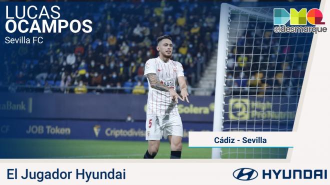 Ocampos, jugador Hyundai del Cádiz-Sevilla.