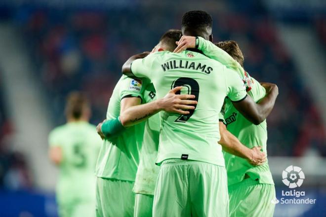 Así celebraba el Athletic Club un gol ante Osasuna en El Sadar (Foto: LaLiga).