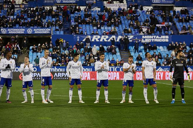 Imagen de los jugadores del Real Zaragoza (Foto: Daniel Marzo). 