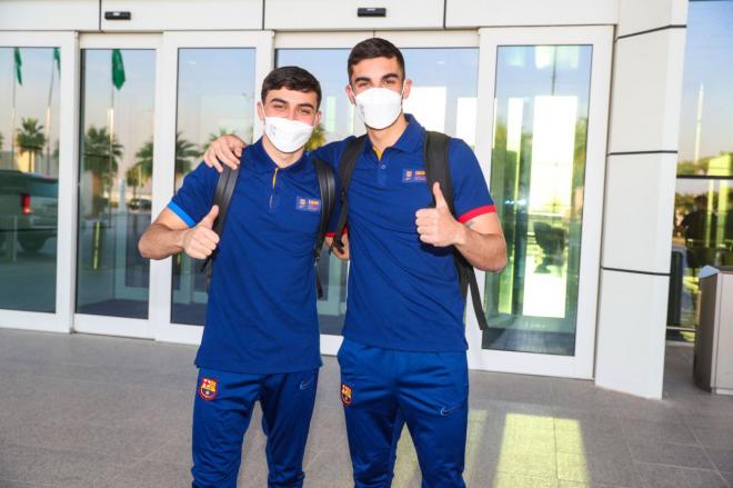 Pedri y Ferran Torres, antes de viajar a Arabia para la Supercopa (Foto: FC Barcelona).