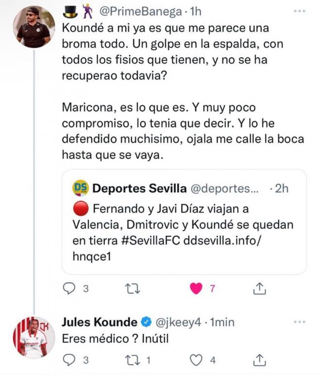 Respuesta de Koundé en Twitter.