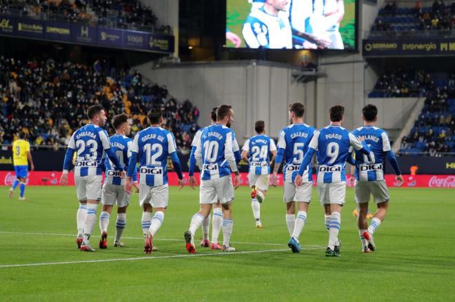 Los jugadores del Espanyol celebran el 0-1 ante el Cádiz (Foto: RCDE).