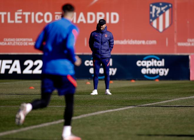 Simeone, en la sesión del Atlético de Madrid (Foto: ATM).