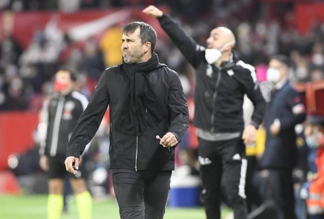 Eduardo Coudet, durante el Sevilla-Celta en el Ramón Sánchez Pizjuán (Foto: Kiko Hurtado).