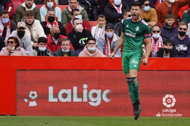 David García celebra su gol con Osasuna ante el Granada (Foto: LaLiga).