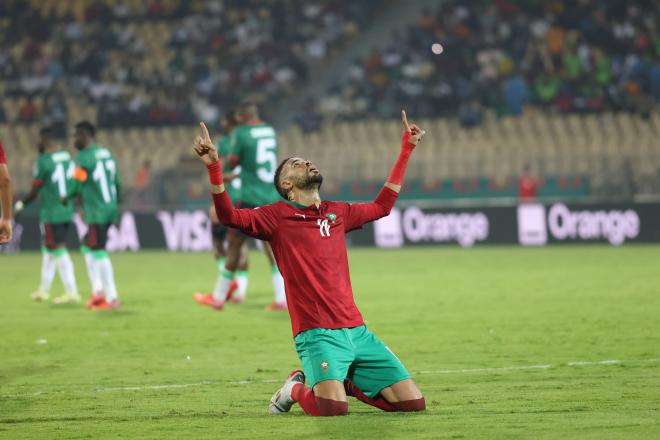 En-Nesyri celebra su gol en el Marruecos - Malaui (Foto: Cordonpress)