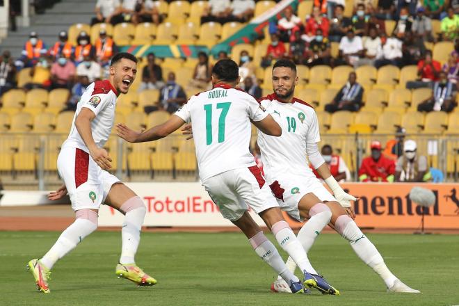 En-Nesyri celebra el gol de Marruecos de este domingo.