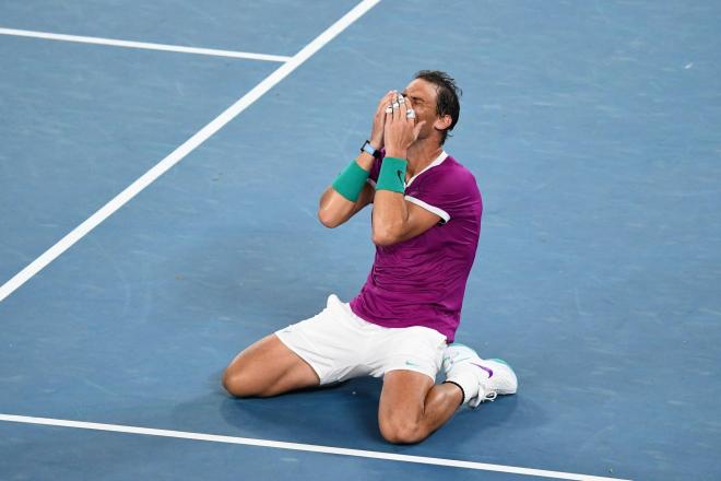 Las lágrimas de Rafa Nadal, campeón del Open de Australia 2022 (Foto: EFE).