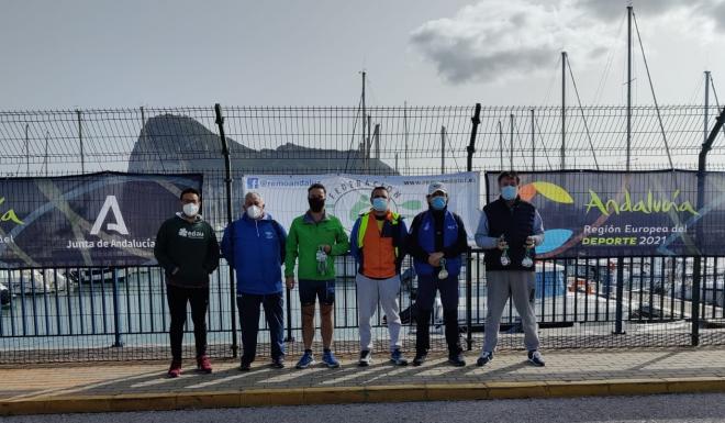 Podio en la primera regata de la VIII Liga Andaluza de remo en banco fijo llaut.