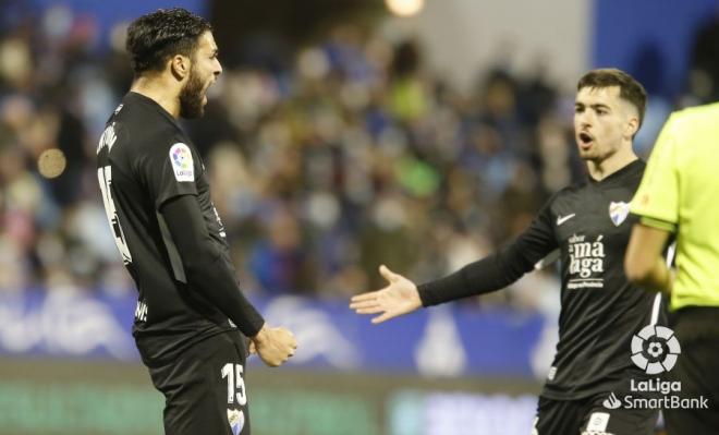 Antoñín celebra con Ramón su gol al Zaragoza (Foto: LaLiga).