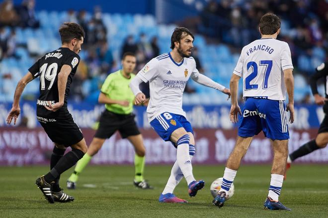 Eugeni en su primer partido con el Real Zaragoza (Foto: Daniel Marzo). 