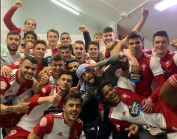 Celebración de la victoria ante el Valladolid Promesas (Foto: Instagram).