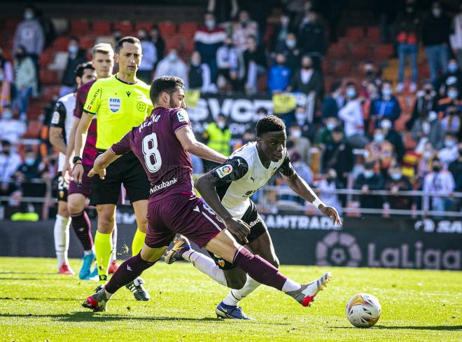 Ilaix Moriba en el Valencia CF - Real Sociedad (Foto: Valencia CF).