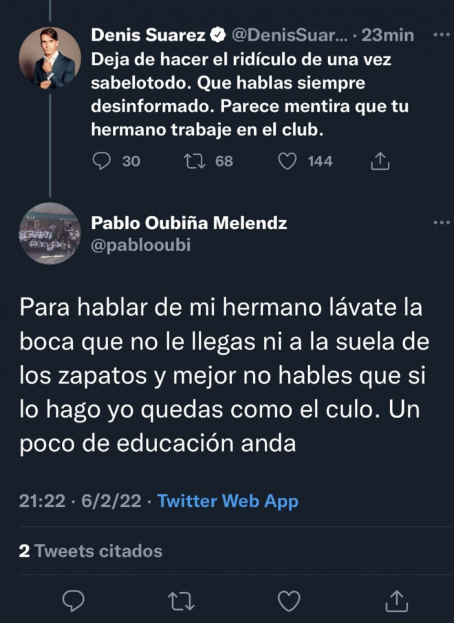Respuesta de Pablo Oubiña.