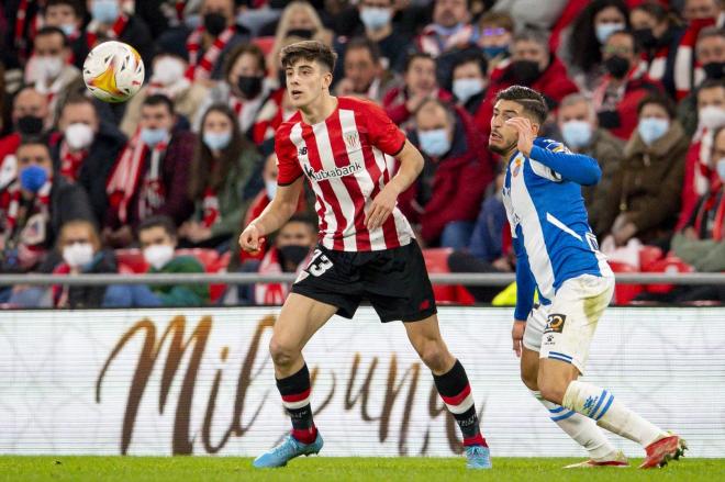 Nico Serrano, muy activo ante el RCD Espanyol en San Mamés (Foto: Athletic Club).