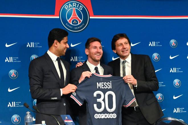 Leo Messi en su presentación como futbolista del París Saint-Germain (Foto: Cordon Pr