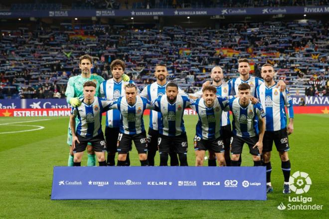 El once inicial del Espanyol en el derbi ante el Barcelona (Foto: LaLiga).