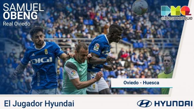 Samuel Obeng, el Jugador Hyundai del Real Oviedo-Huesca.