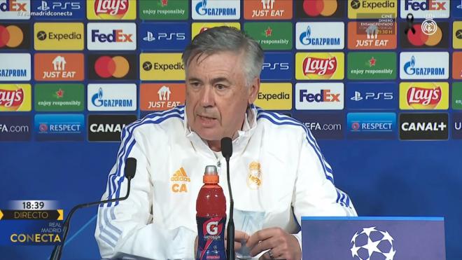 Carlo Ancelotti, en sala de prensa.