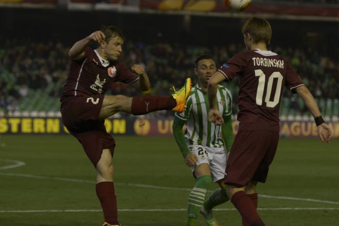 El Betis, ante el Rubin Kazan en 2014 (Foto: Cordon Press).