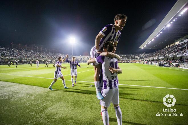 Toni Villa celebra su gol en el Cartagena-Real Valladolid de LaLiga Smartbank en Cartagonova (Foto: LaLiga).