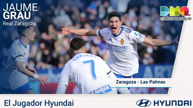 Jaume, el Jugador Hyundai del Real Zaragoza-Las Palmas.