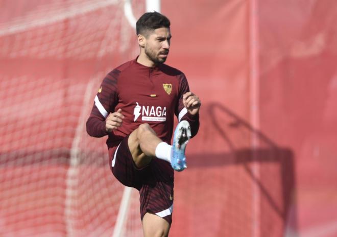 Montiel, en un entrenamiento a principios de semana. (Foto: Kiko Hurtado).