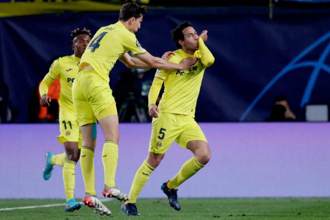 Parejo celebra el gol del Villarreal a la Juventus.