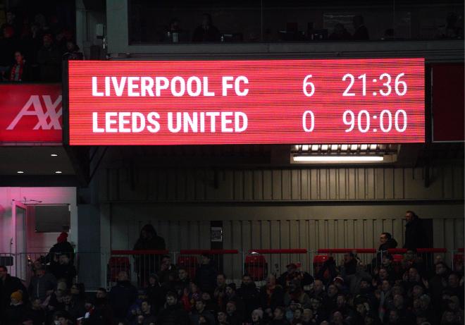 El 6-0 del Liverpool ante el Leeds de Bielsa en Anfield (Foto: Cordon Press).