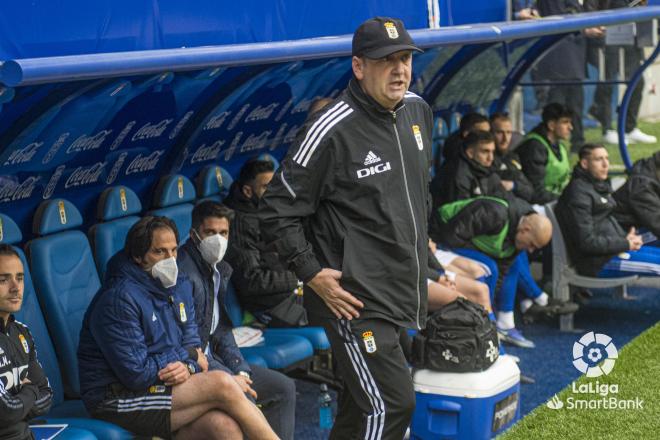 Bingen Arostegui, durante el Real Oviedo-Real Sociedad B en el Carlos Tartiere (Foto: LaLiga).