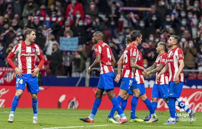 Celebración de un gol de Lodi en el Atlético de Madrid-Celta (Foto: LaLiga).